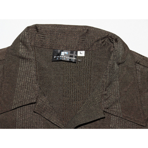 Positano Men's Short Sleeve Button Front Textured Brown Shirt Size Large‎ - Picture 5 of 6